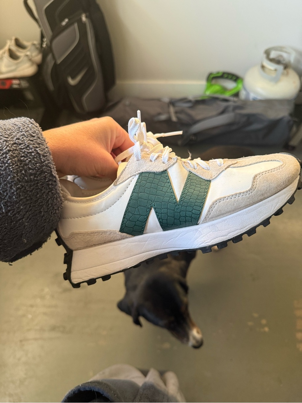 New Balance White and Green Casual Runner Sneaker